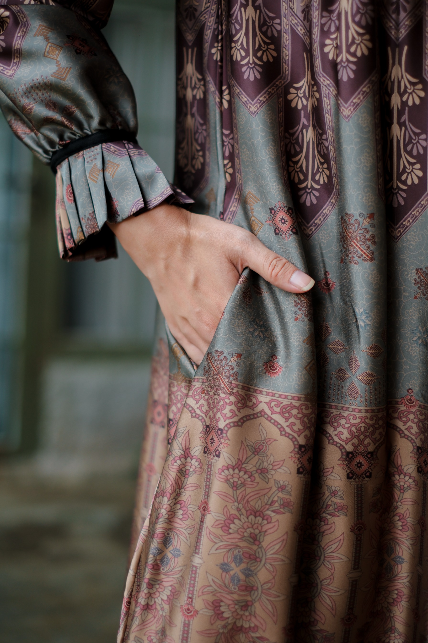 Gamila Dress in Antique Green