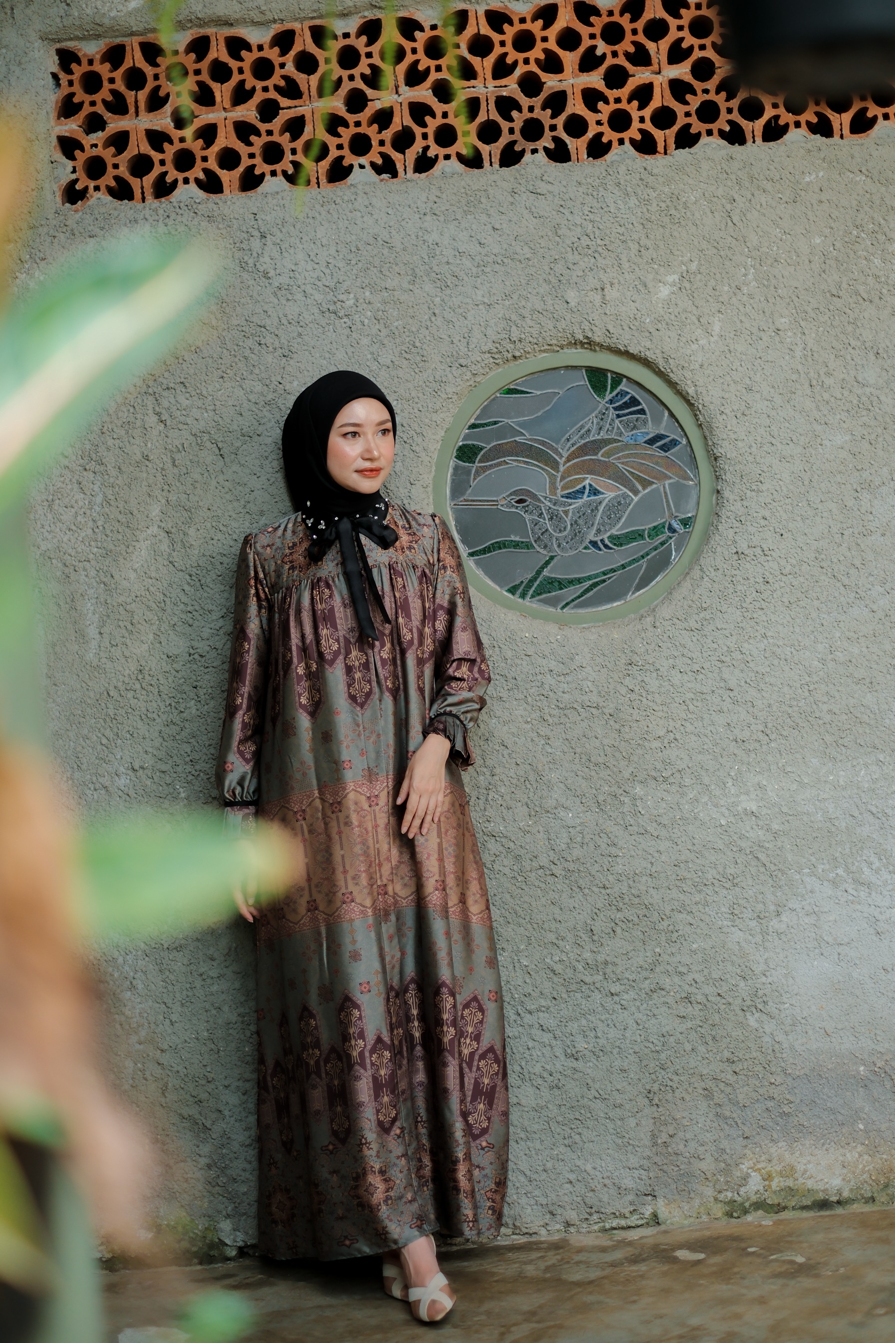 Gamila Dress in Antique Green