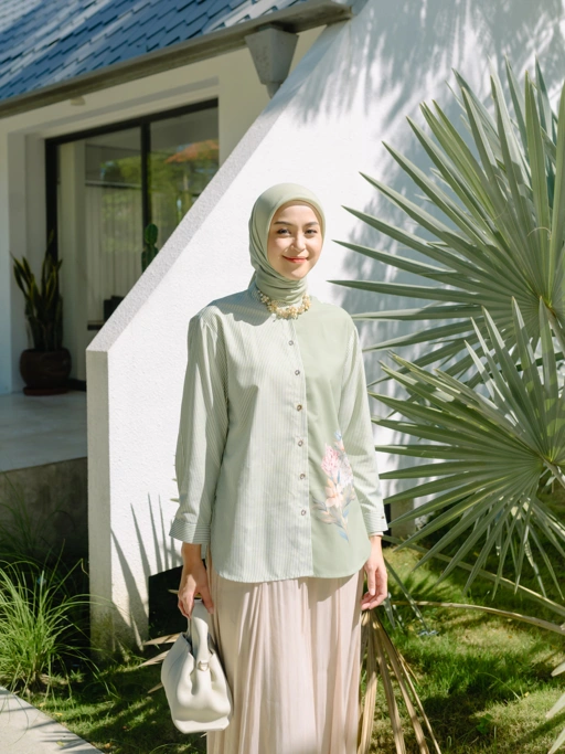 Image of Yeona Blouse in Green Forest
