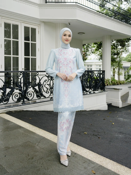 PO Hayati Kurung in Crystal Blue
