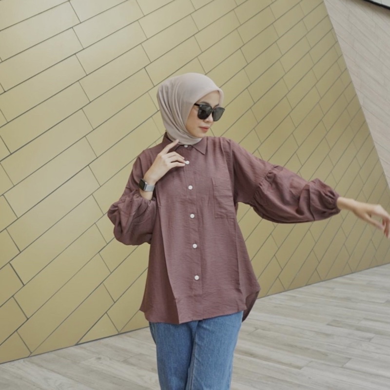 Alula shirt puff sleeve oversized shirt - Marvshe