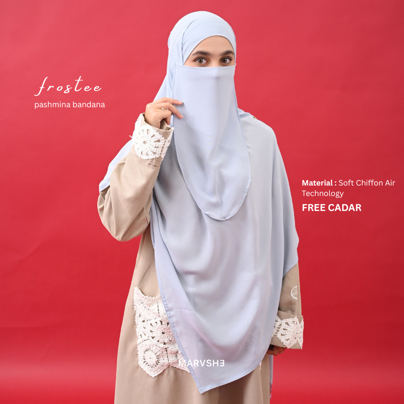 Frostee Pashmina Bandana Pashban | Khimar Bandana Semi Instant Syar’i Chiffon Air Technology