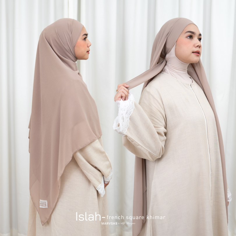 ISLAH French Square Khimar Bandana Lace Marvshe x Alfisiregar