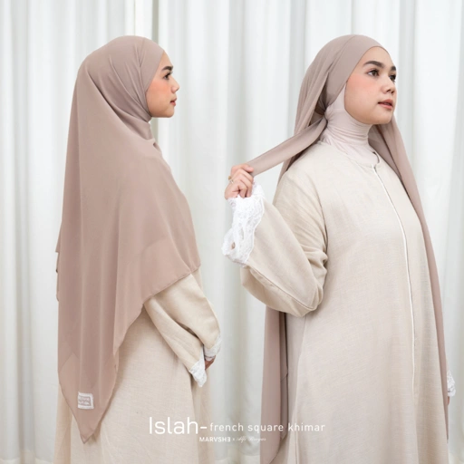 Image of ISLAH French Square Khimar Bandana Lace Marvshe x Alfisiregar