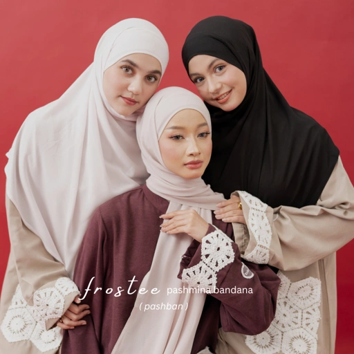 Frostee Pashmina Bandana Pashban | Khimar Bandana Semi Instant Syar’i Chiffon Air Technology