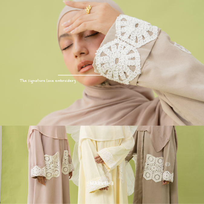 Autumn Abaya Lace Embroidery | Abaya Cupro Busui Friendly Abaya Ramadhan dan Umroh