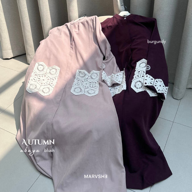 Autumn Abaya Lace Embroidery | Abaya Cupro Busui Friendly Abaya Ramadhan dan Umroh