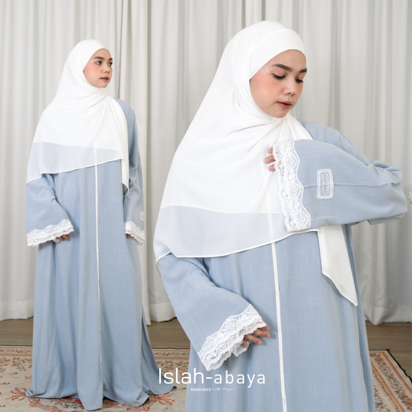 ISLAH Abaya Lace Embroidery Eco Linen Marvshe x Alfisiregar