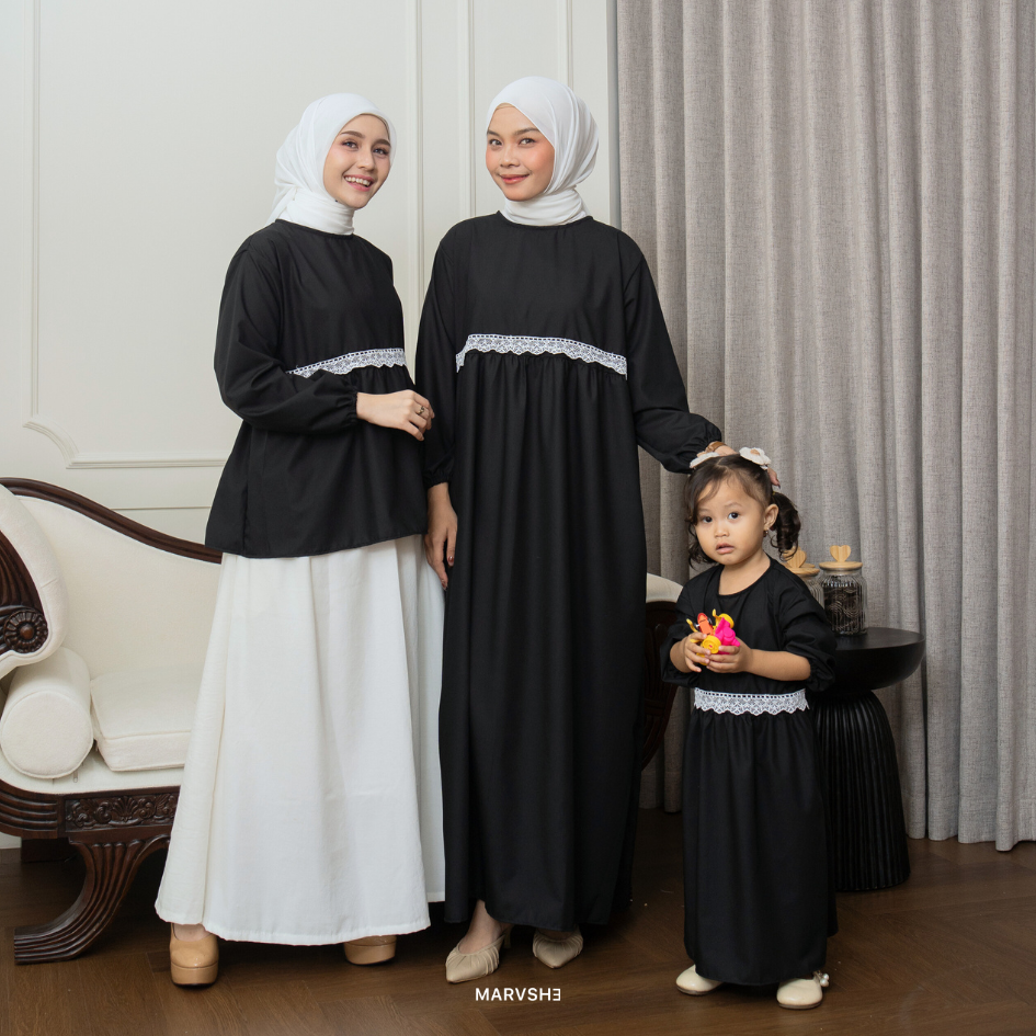 MARVSHE Zema Mom & Kids Top Lace Blouse Dress Renda Embroidery Cotton