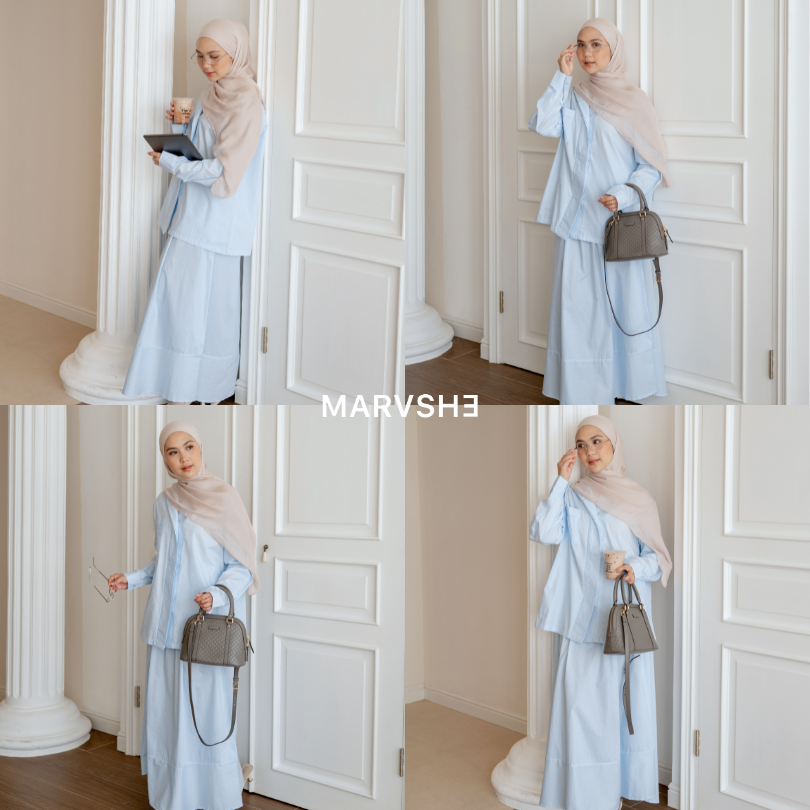 Shika SUMMER SET Stiripe one set busui setelan wanita cotton - Marvshe