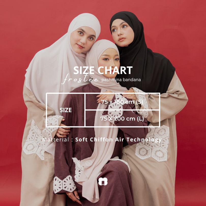 Frostee Pashmina Bandana Pashban | Khimar Bandana Semi Instant Syar’i Chiffon Air Technology