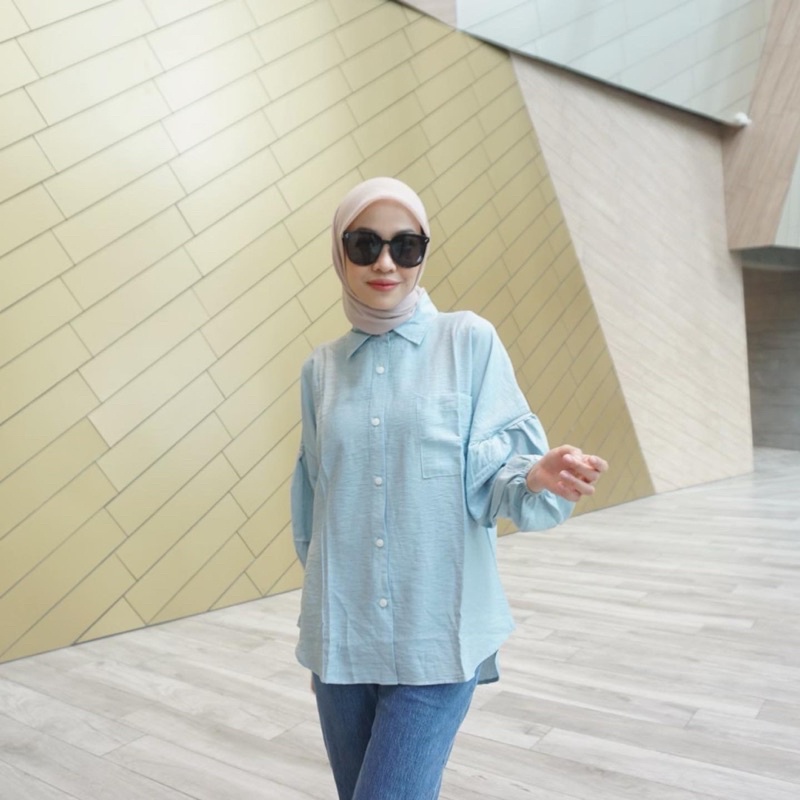 Alula shirt puff sleeve oversized shirt - Marvshe