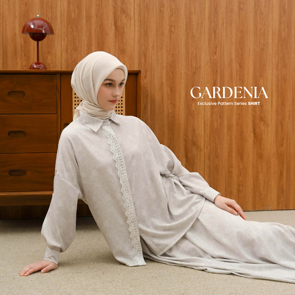 GARDENIA SERIES PATTERN ABAYA DRESS KEMEJA EMBROIDERY BUSUI FRIENDLY - MARVSHE