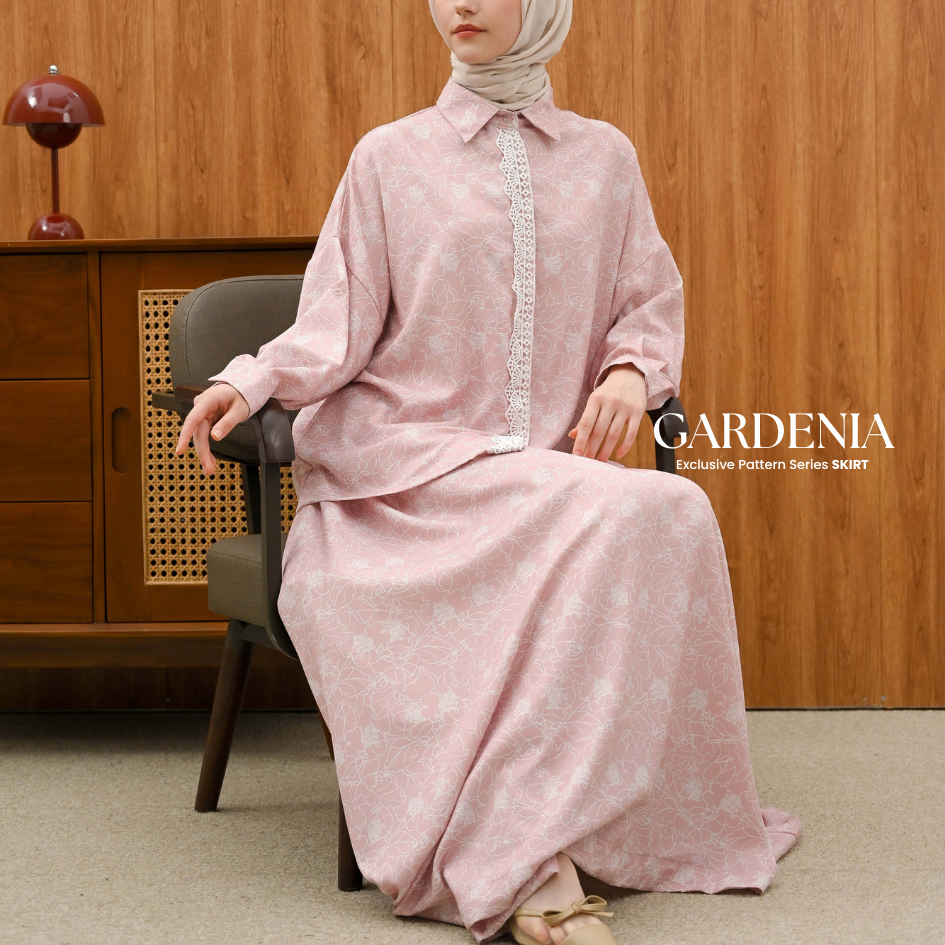 GARDENIA SERIES PATTERN ABAYA DRESS KEMEJA EMBROIDERY BUSUI FRIENDLY - MARVSHE