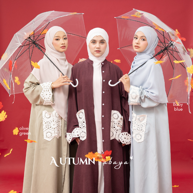 Autumn Abaya Lace Embroidery | Abaya Cupro Busui Friendly Abaya Ramadhan dan Umroh