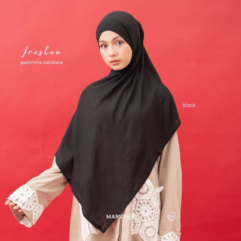 Frostee Pashmina Bandana Pashban | Khimar Bandana Semi Instant Syar’i Chiffon Air Technology