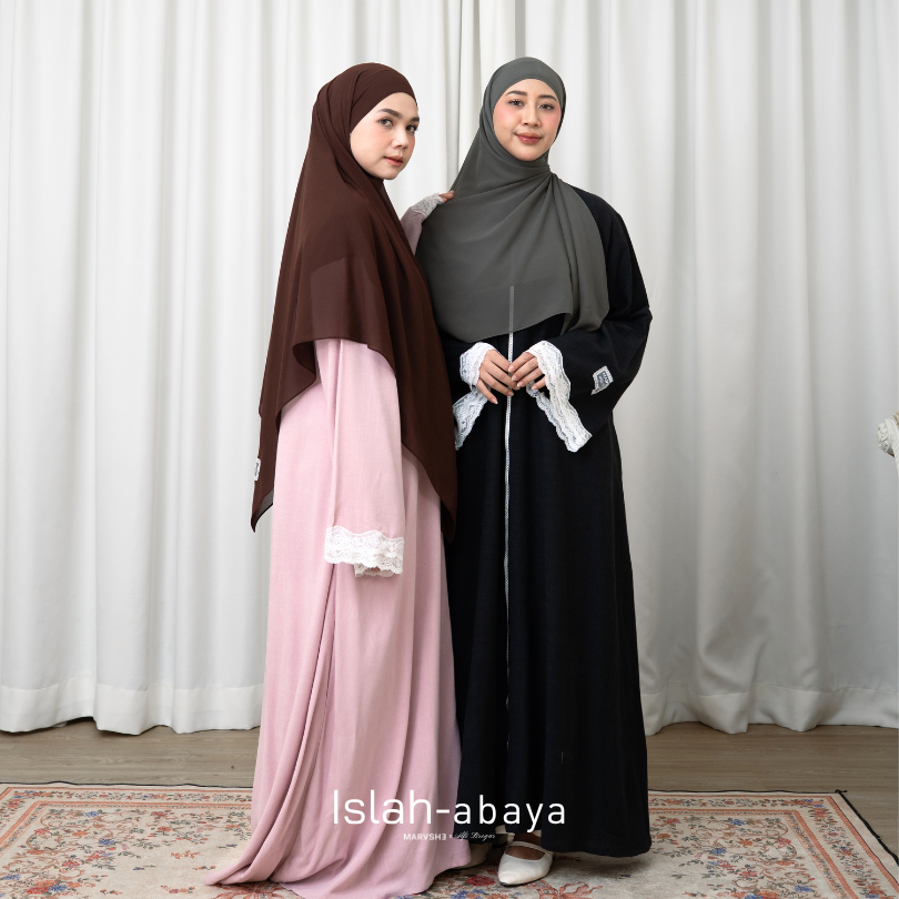 ISLAH Abaya Lace Embroidery Eco Linen Marvshe x Alfisiregar