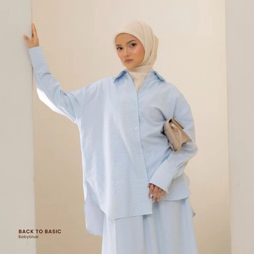 Image of Back To Basic BTB  Top kemeja oversized cotton linen - MARVSHE
