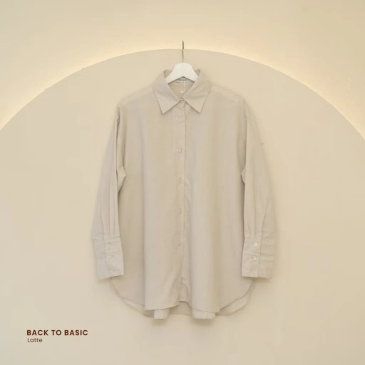 Image of Back To Basic BTB  Top kemeja oversized cotton linen - MARVSHE