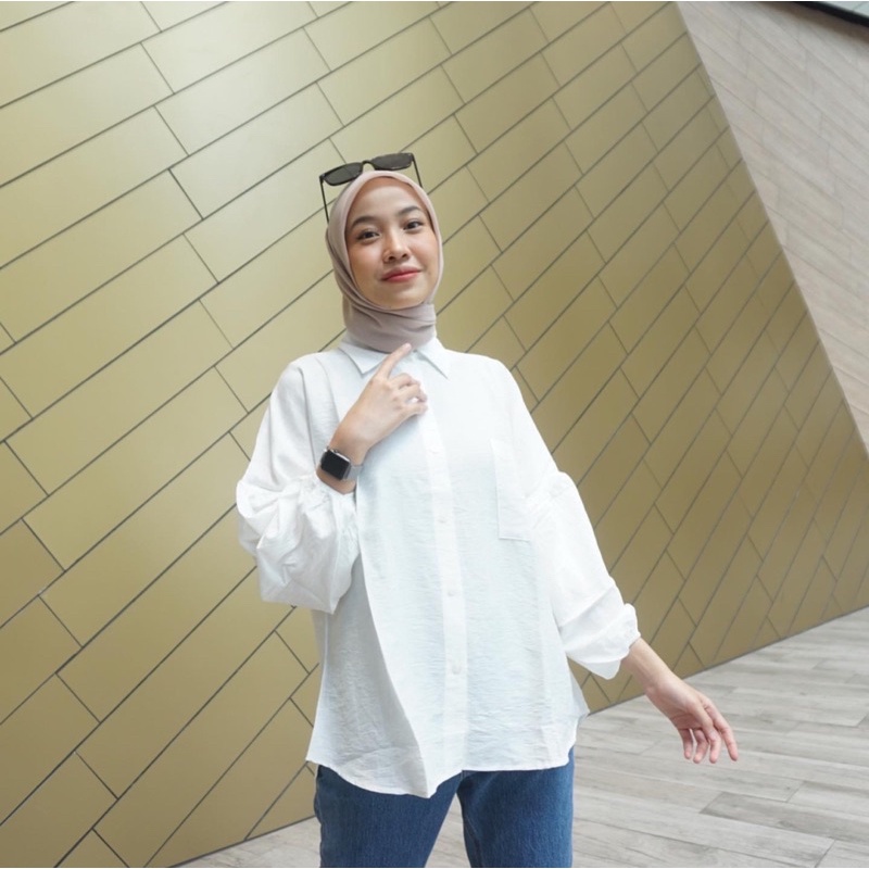 Alula shirt puff sleeve oversized shirt - Marvshe