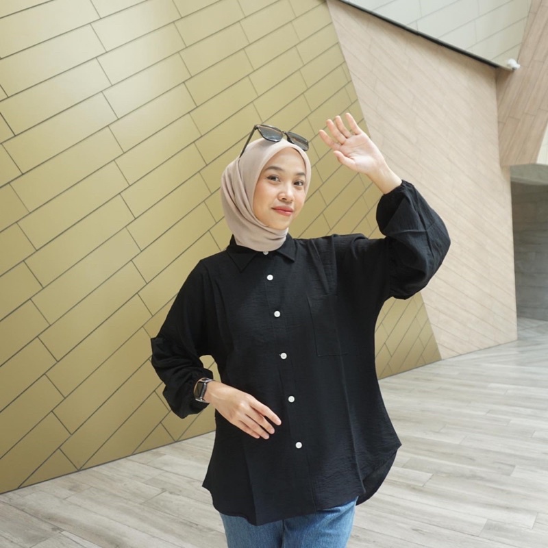 Alula shirt puff sleeve oversized shirt - Marvshe
