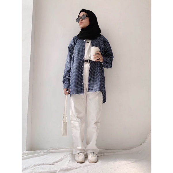 Alesha navy square oversized shirt MARVSHE