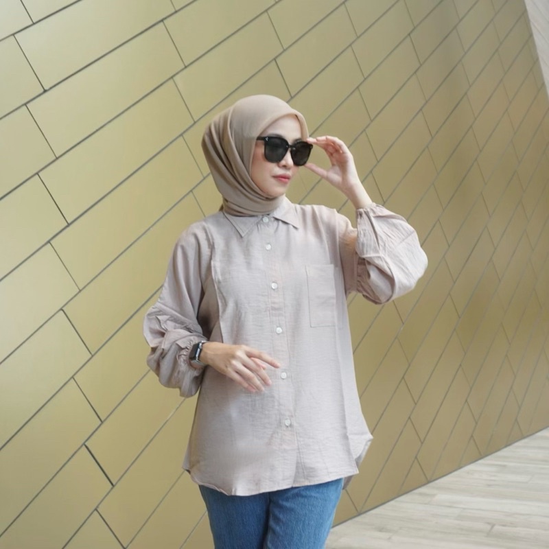 Alula shirt puff sleeve oversized shirt - Marvshe