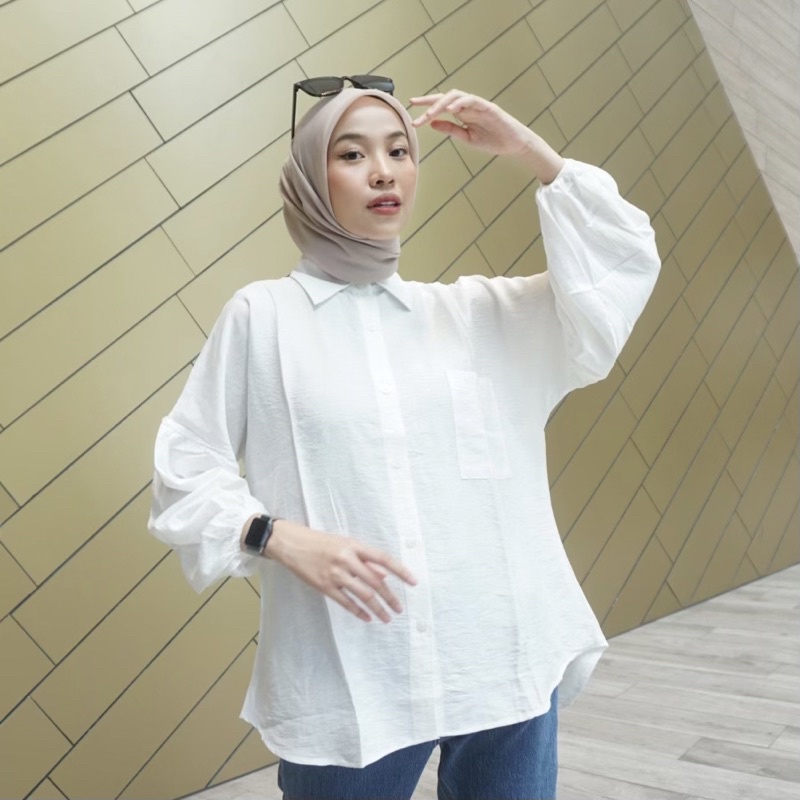 Alula shirt puff sleeve oversized shirt - Marvshe