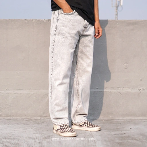 Image of Loose Fit Jeans Trousers Light Grey BS5029