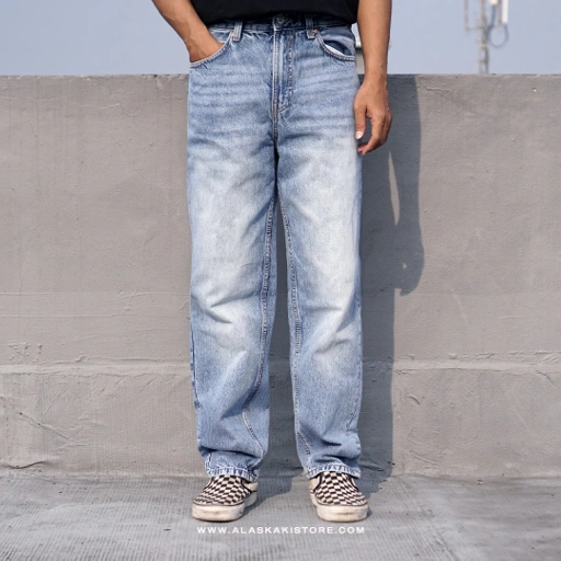 Image of Loose Fit Jeans Trousers Blue Washed BS5031