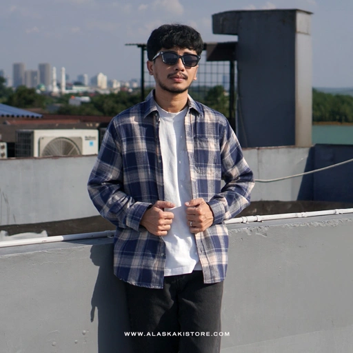 Image of Flannel Shirt by Common Issue Navy CI2004