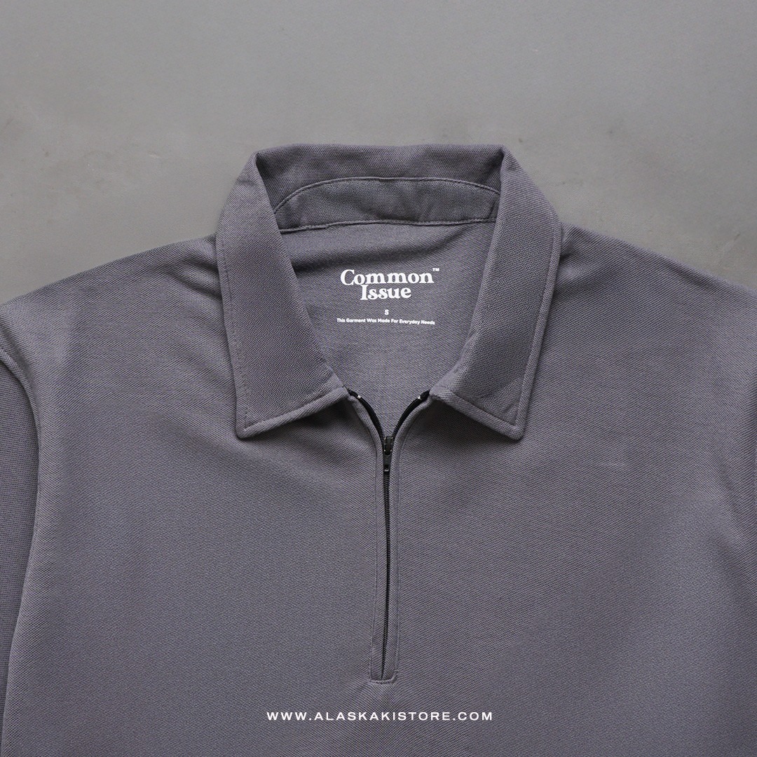 Half Zip Polo Shirt by Common Issue Grey CI4041