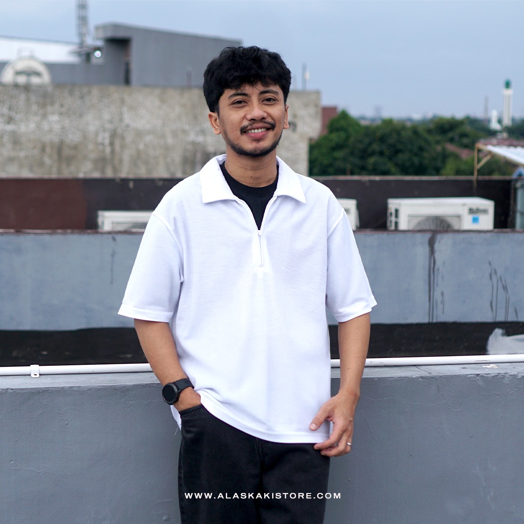 Half Zip Polo Shirt by Common Issue White CI4042