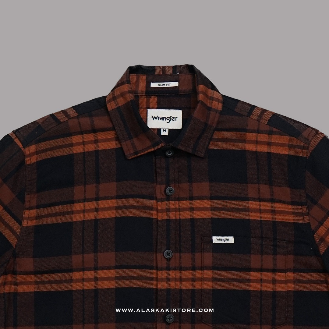 Short Sleeve Plaid Shirt Brown WR2001