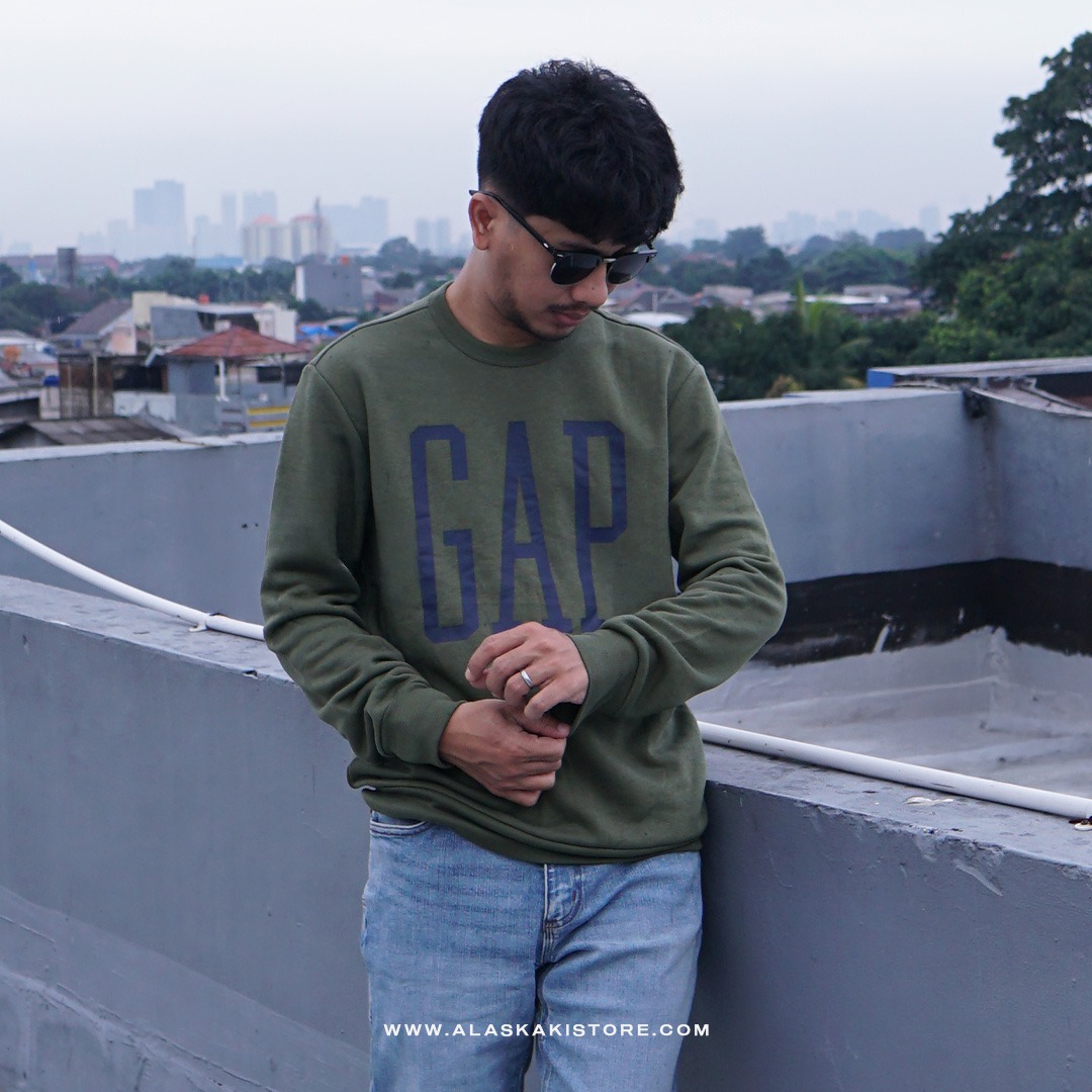 Printed Logo Crewneck Sweatshirt Olive GA7009