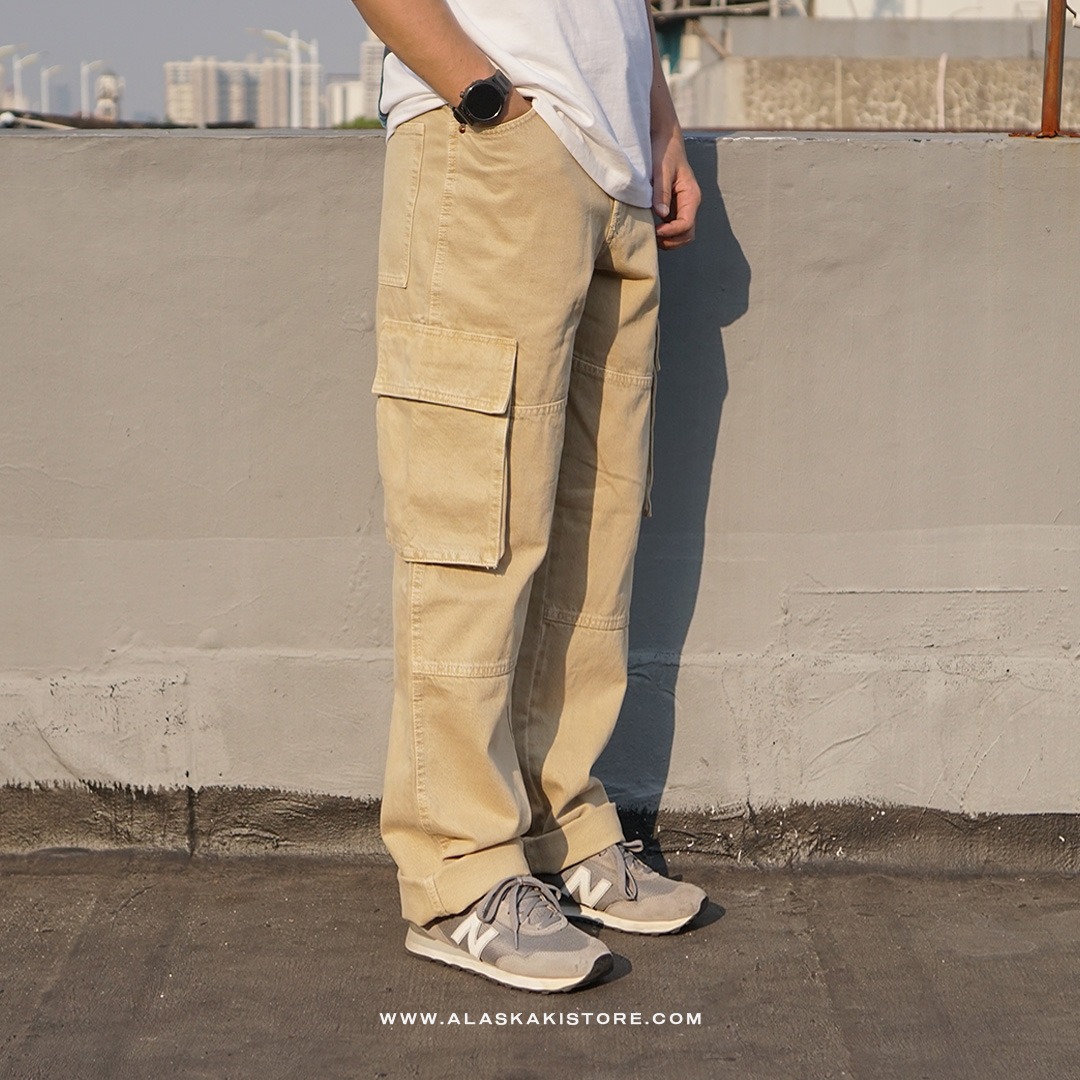 Loose Cargo Pants Khaki BS5036