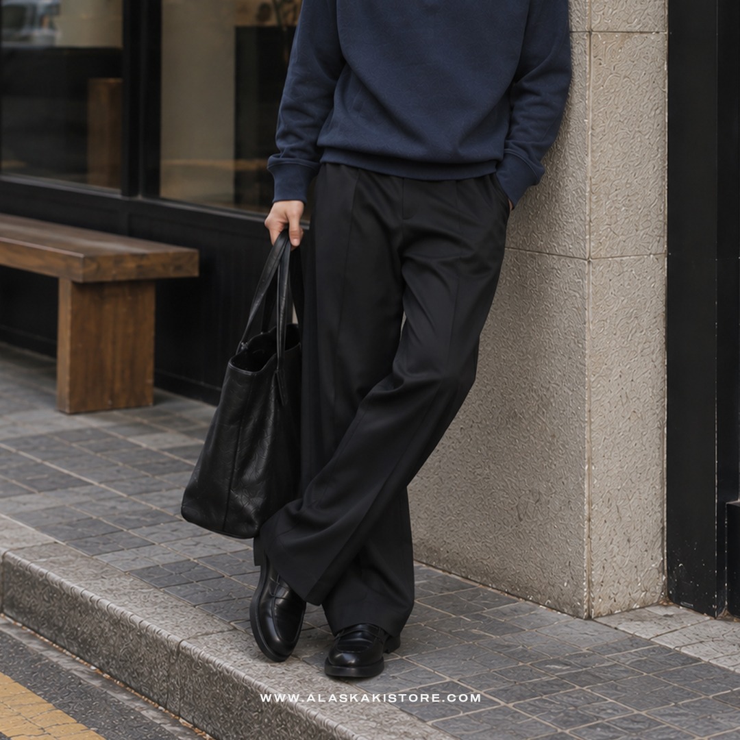 Wide Loose Pants Black GU5027
