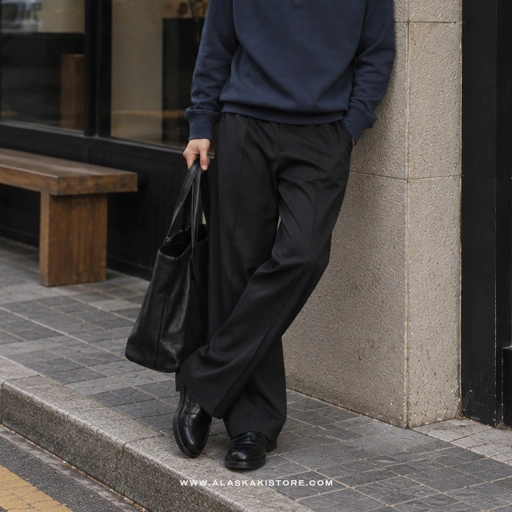 Wide Loose Pants Black GU5027