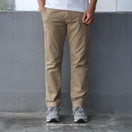 Image of Slim Fit Chino Trousers Khaki GF5029