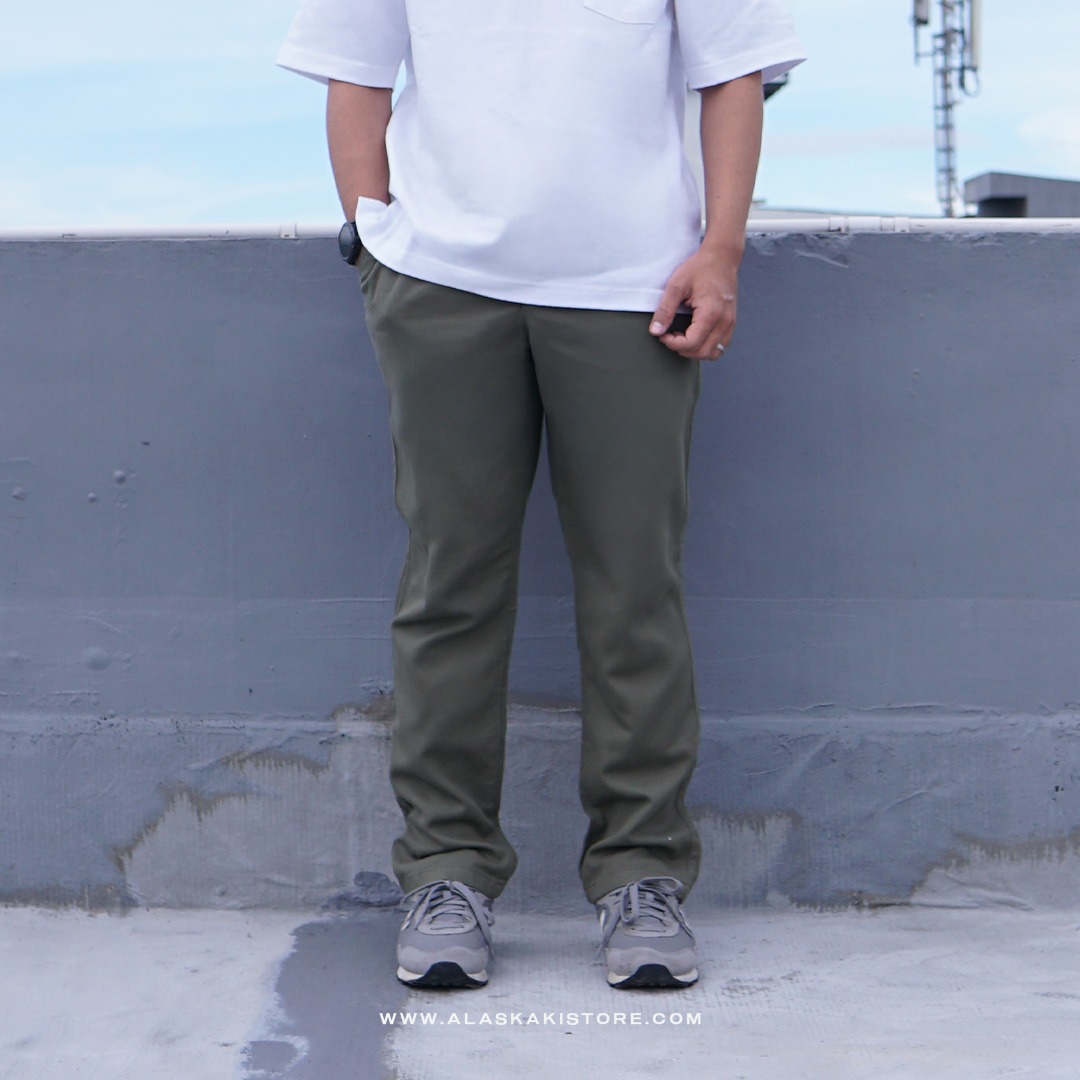 Straight Fit Linen Pants Olive ON5101