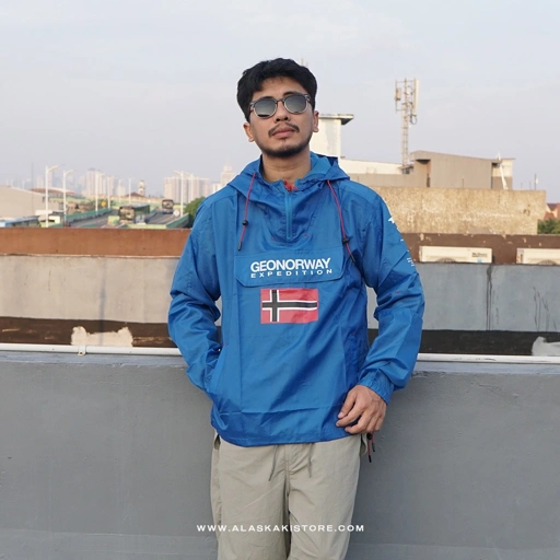 Image of Windbreaker Jacket Blue Big Logo GN1006