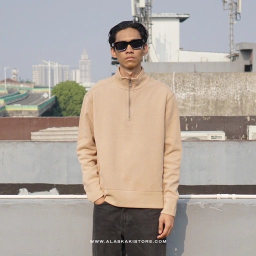 Half Zip Sweatshirt Khaki BR7003