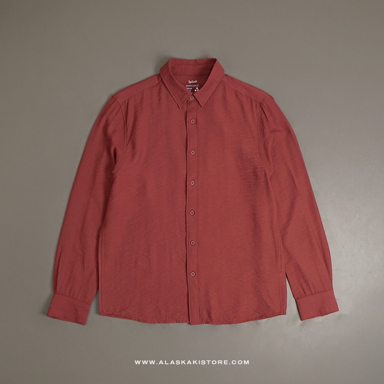 Crinkle Texture Long Sleeve Shirt Maroon SH2033