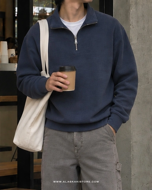 Half Zip Sweatshirt Navy BR7001