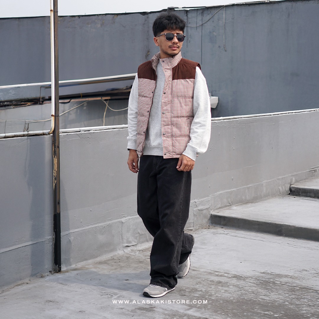 Puffer Vest Jacket Pattern Khaki GF1001