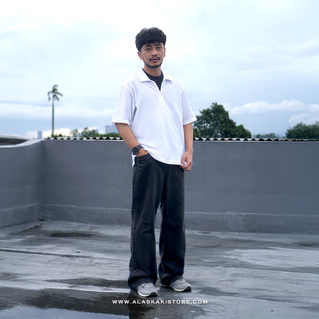 Half Zip Polo Shirt by Common Issue White CI4042