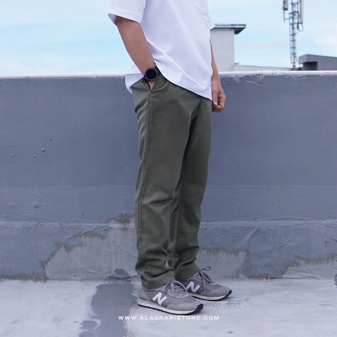 Straight Fit Linen Pants Olive ON5101