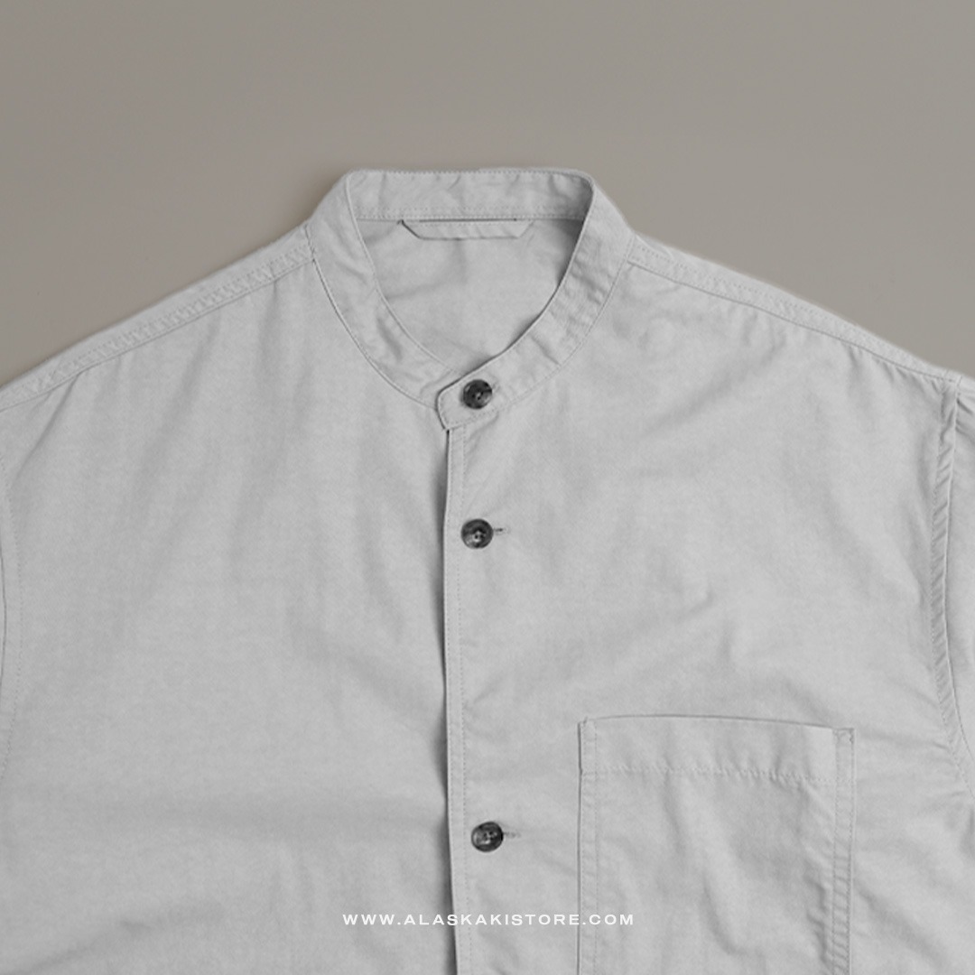 Collarless Long Sleeve Shirt Light Grey GL2003