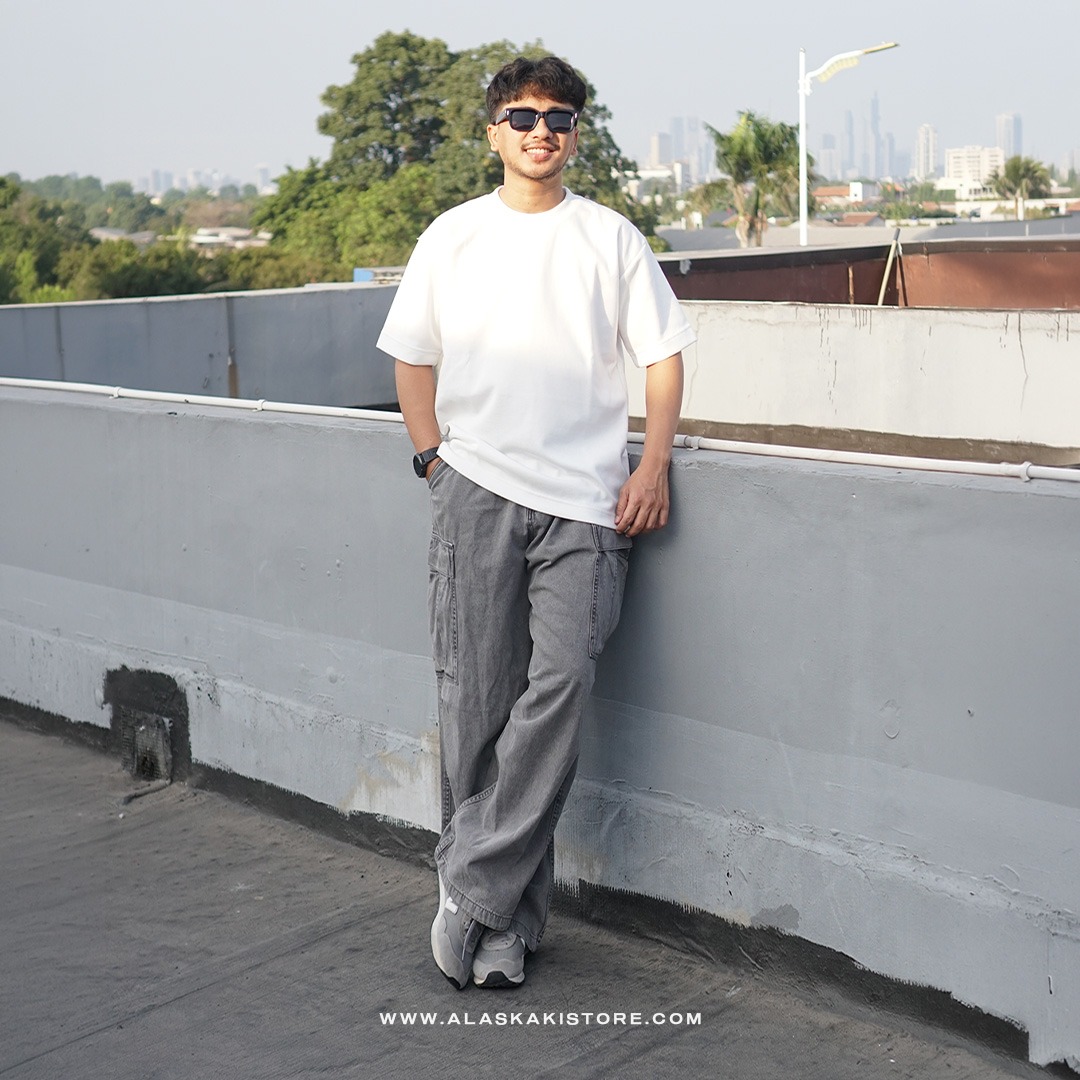 Denim Wide Cargo Pants Grey GU5041