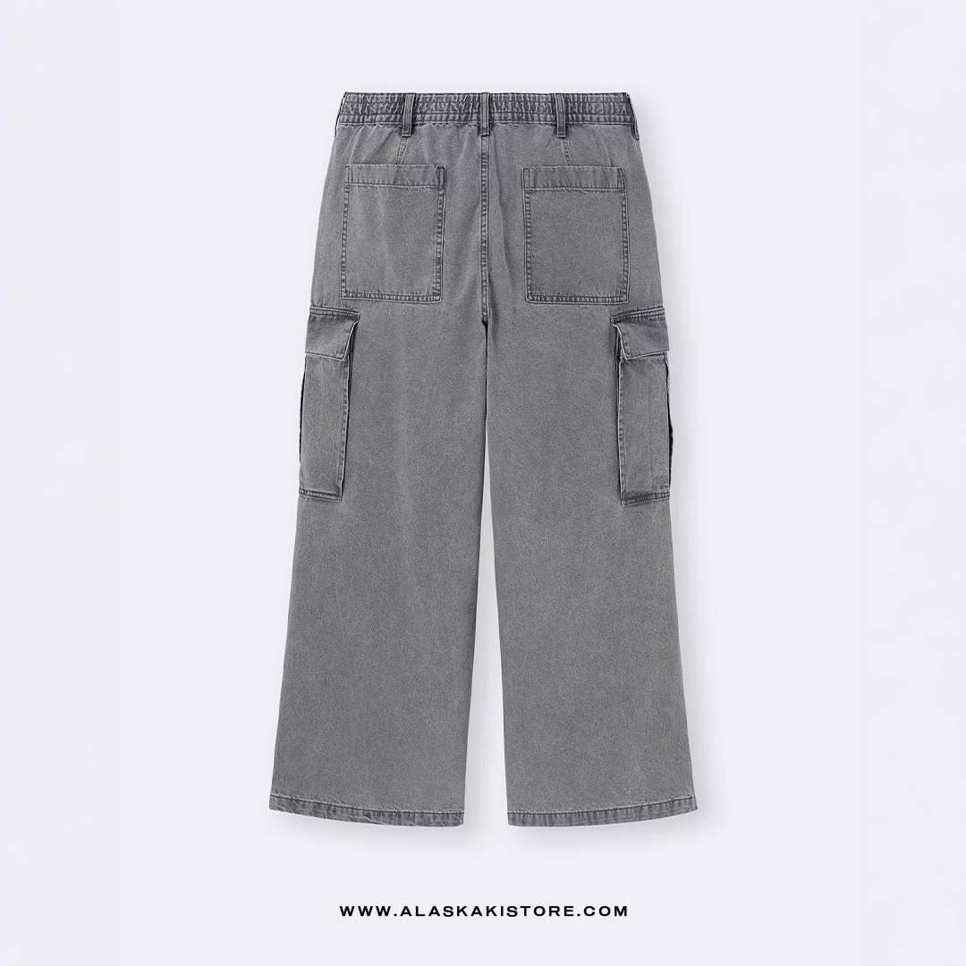 Denim Wide Cargo Pants Grey GU5041